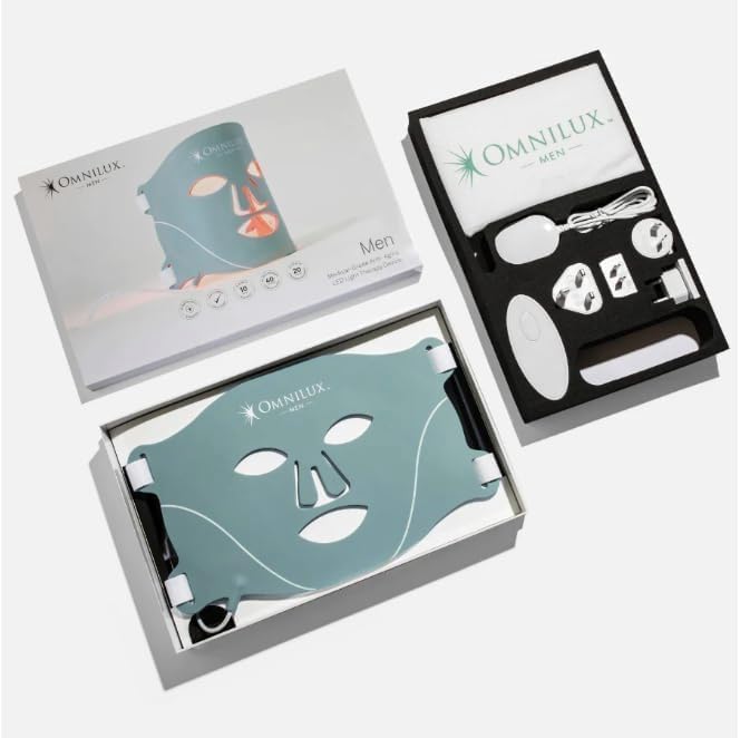 Omnilux FDA Approved Flexible LED Light Therapy Mask, Professional Clinical Level Treatment at Home (Men)
